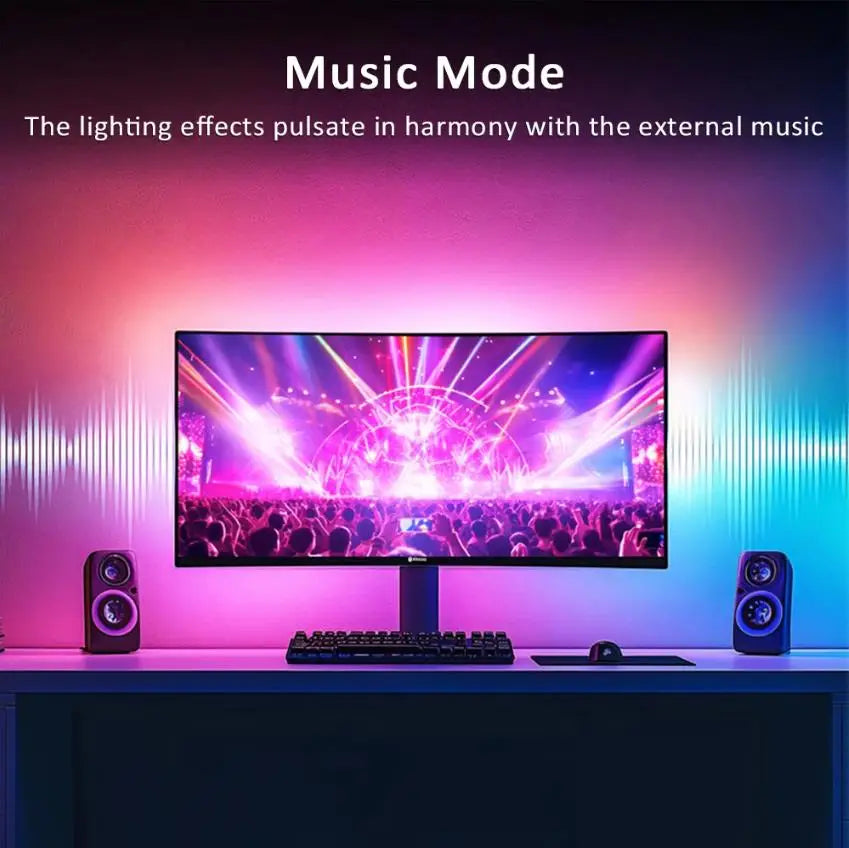 USB RGBIC LED Strip Lights for PC Monitor, App Controlled Gaming Backlight with Music Sync, 24 to 34 Inch Computer Screen LED Lighting for Gaming Room Decor